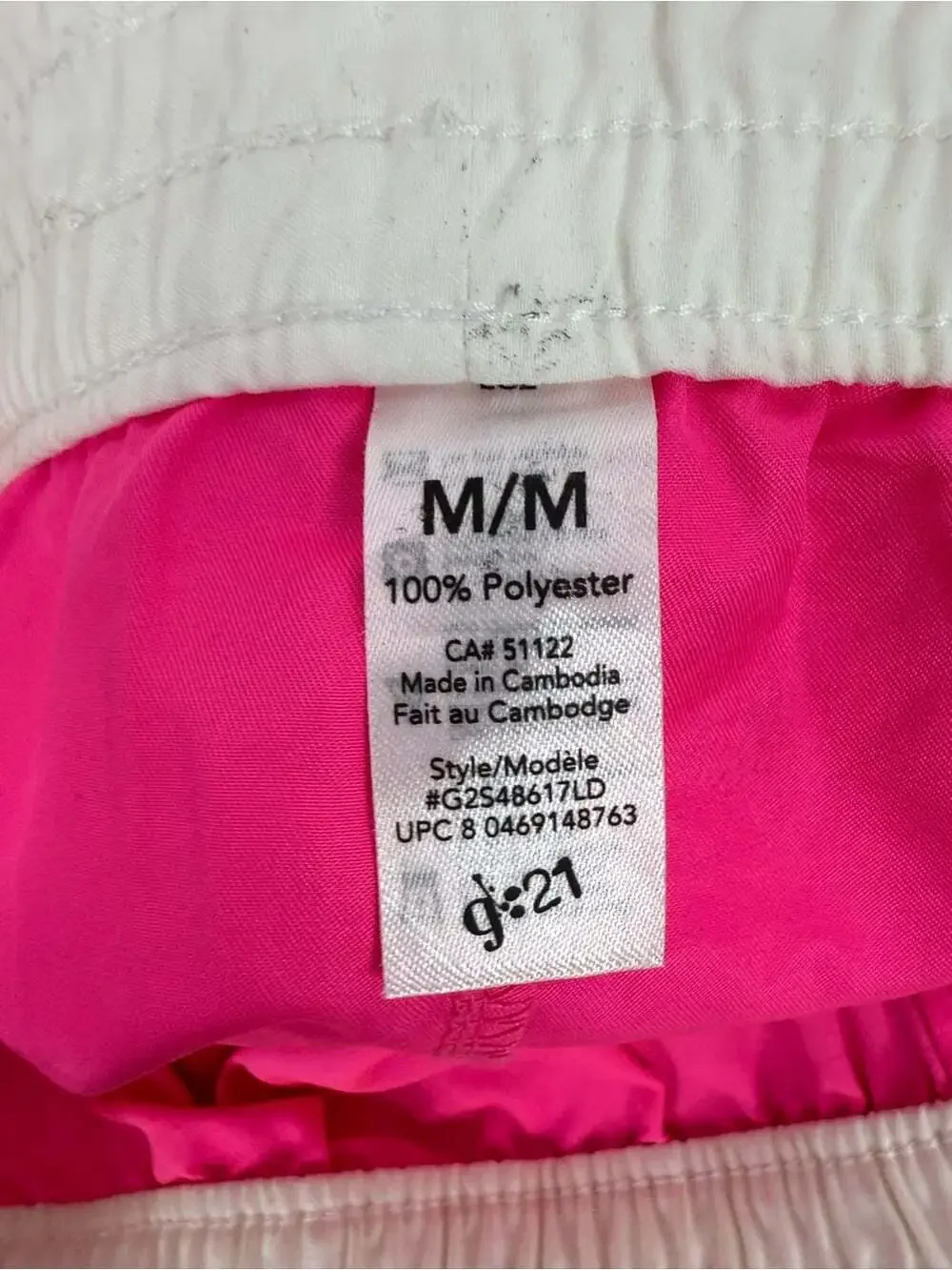 G 21 shorts swim Women's Hot Pink Drawstring Athletic Shorts with Cream Trim